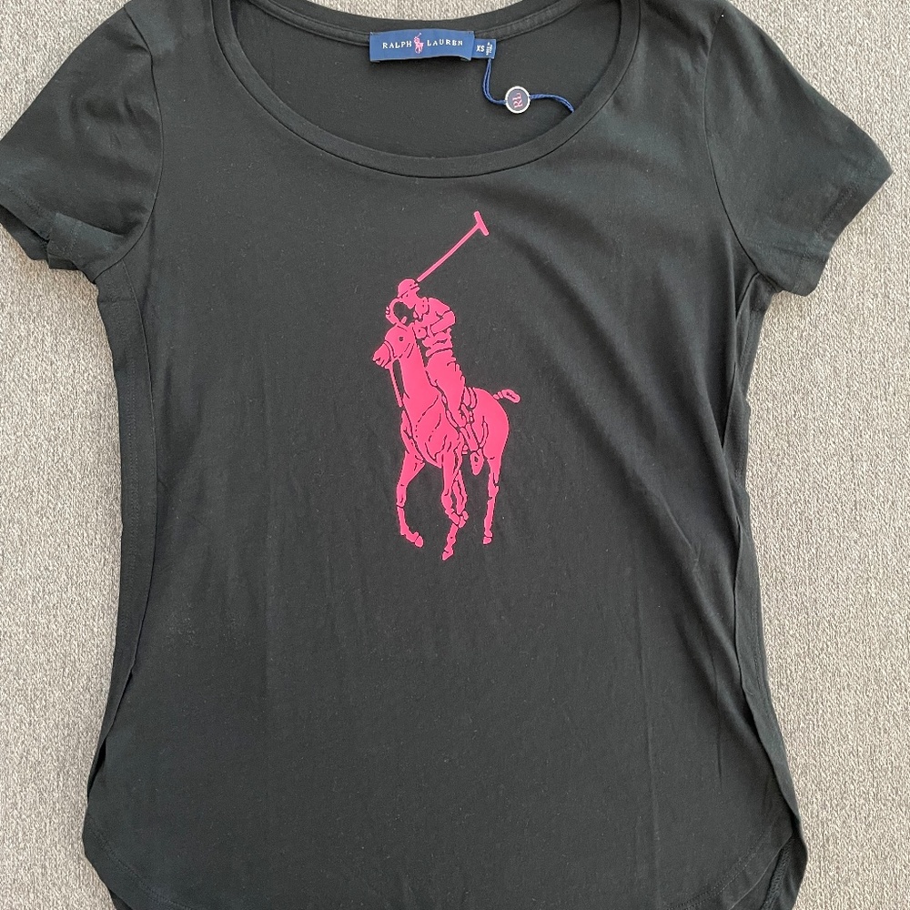 Polo Ralph Pink Pony Black Tee